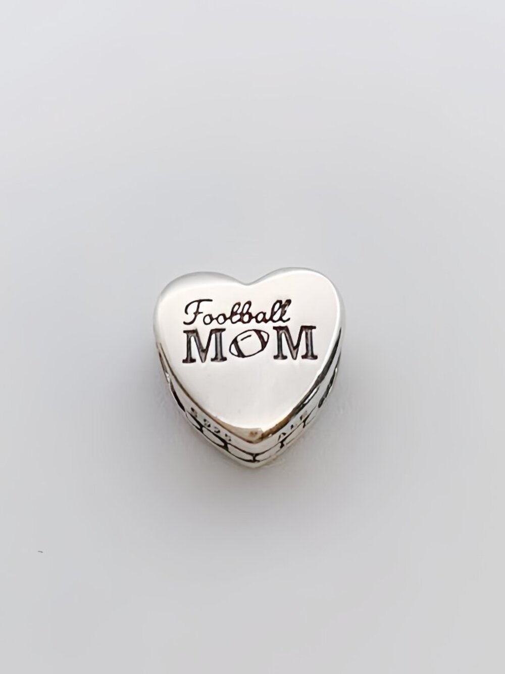 Engravable Football Mom Heart Charm